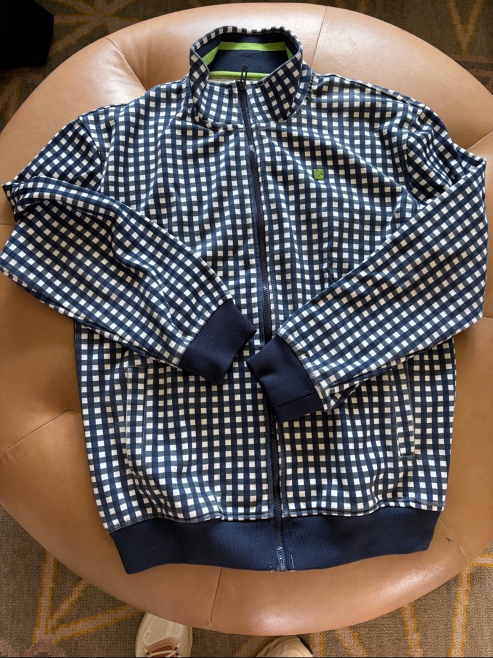 Ecko Unltd Navy and Lime Green Logo-Trim Jacket